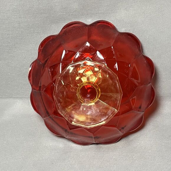 Vintage Amber is Footed Compote Scalloped Edge Red/Orange-UV - Picture 11 of 16